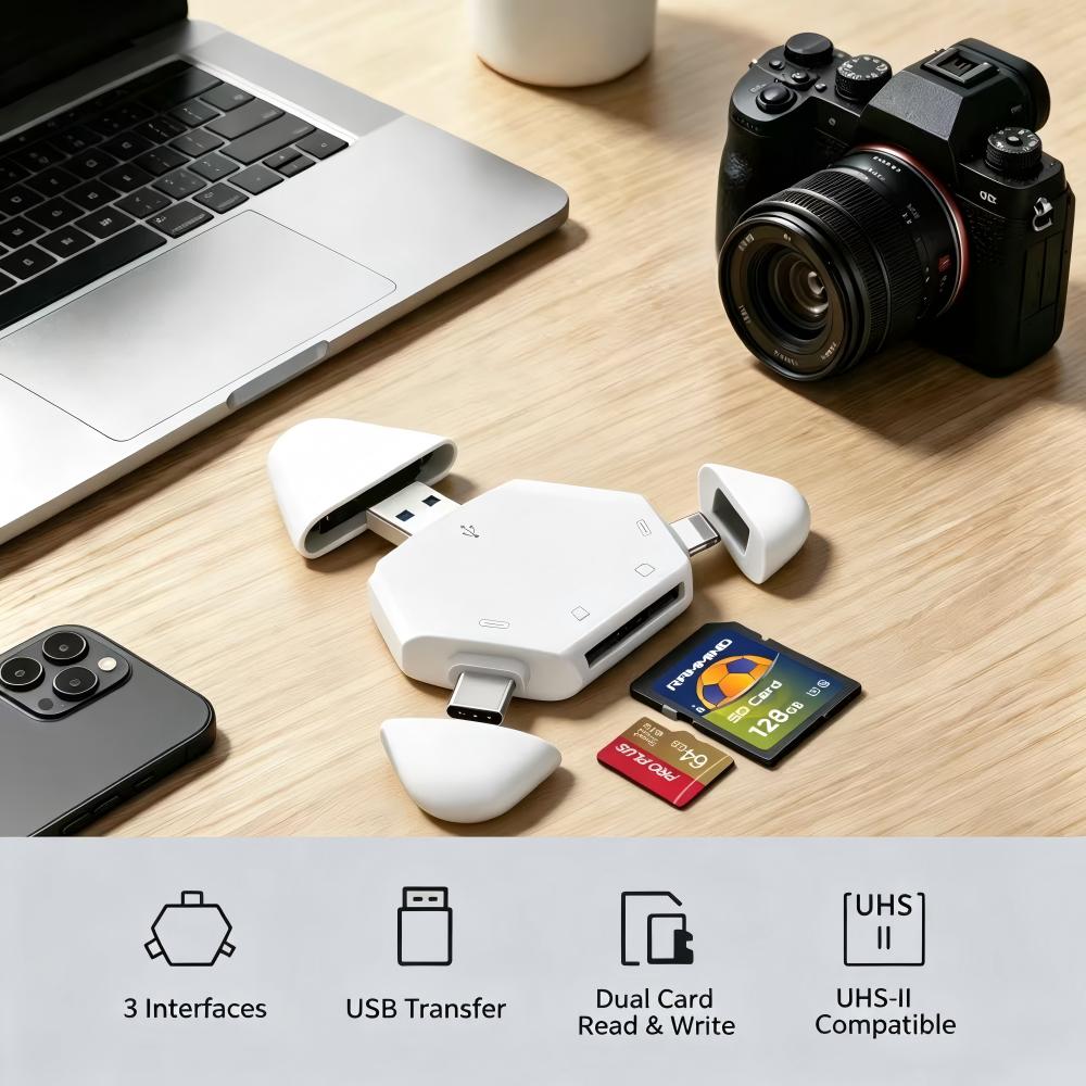Laptop Ergonomic Accessories - 3 In 1 Memory Card Reader
