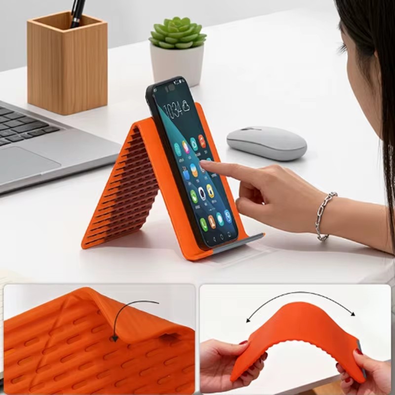 Laptop Ergonomic Accessories - Flexible Foldable Silicone Phone Holder Portable