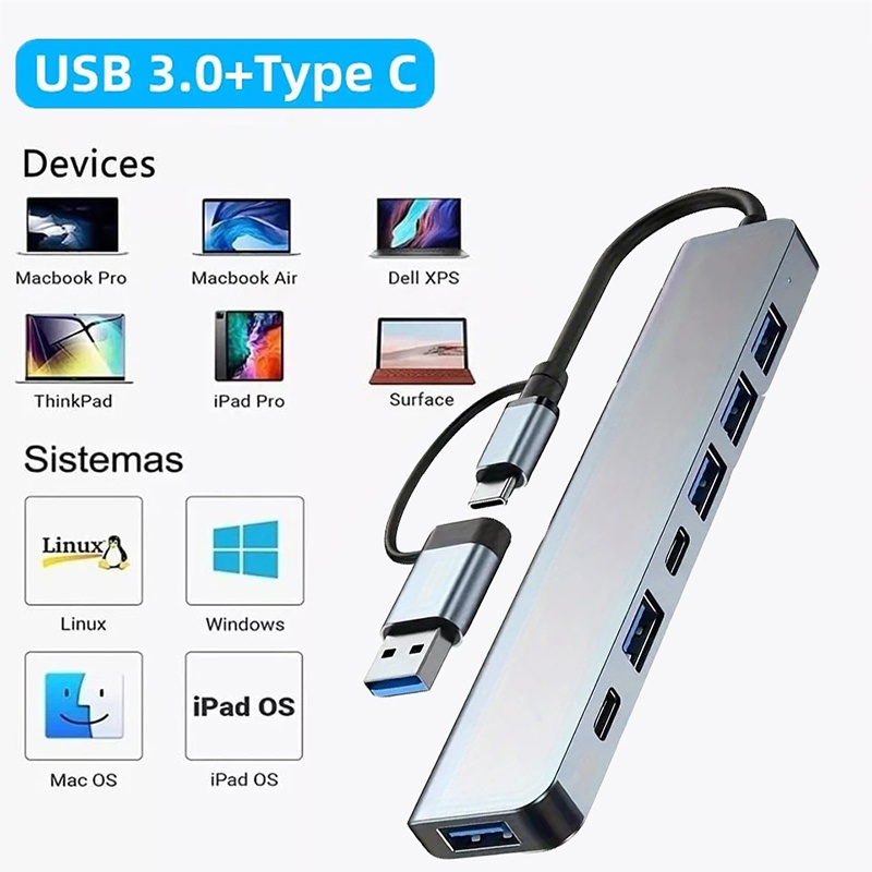Laptop Accessories Macbook - 2 In 1 USB3.0 Hub 7