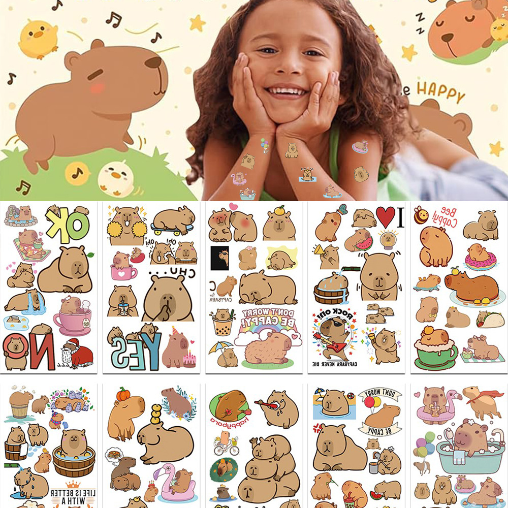 10Pcs Cute Capybara Tattoo Sti - đánh giá và giá Laptop Accessories Kids