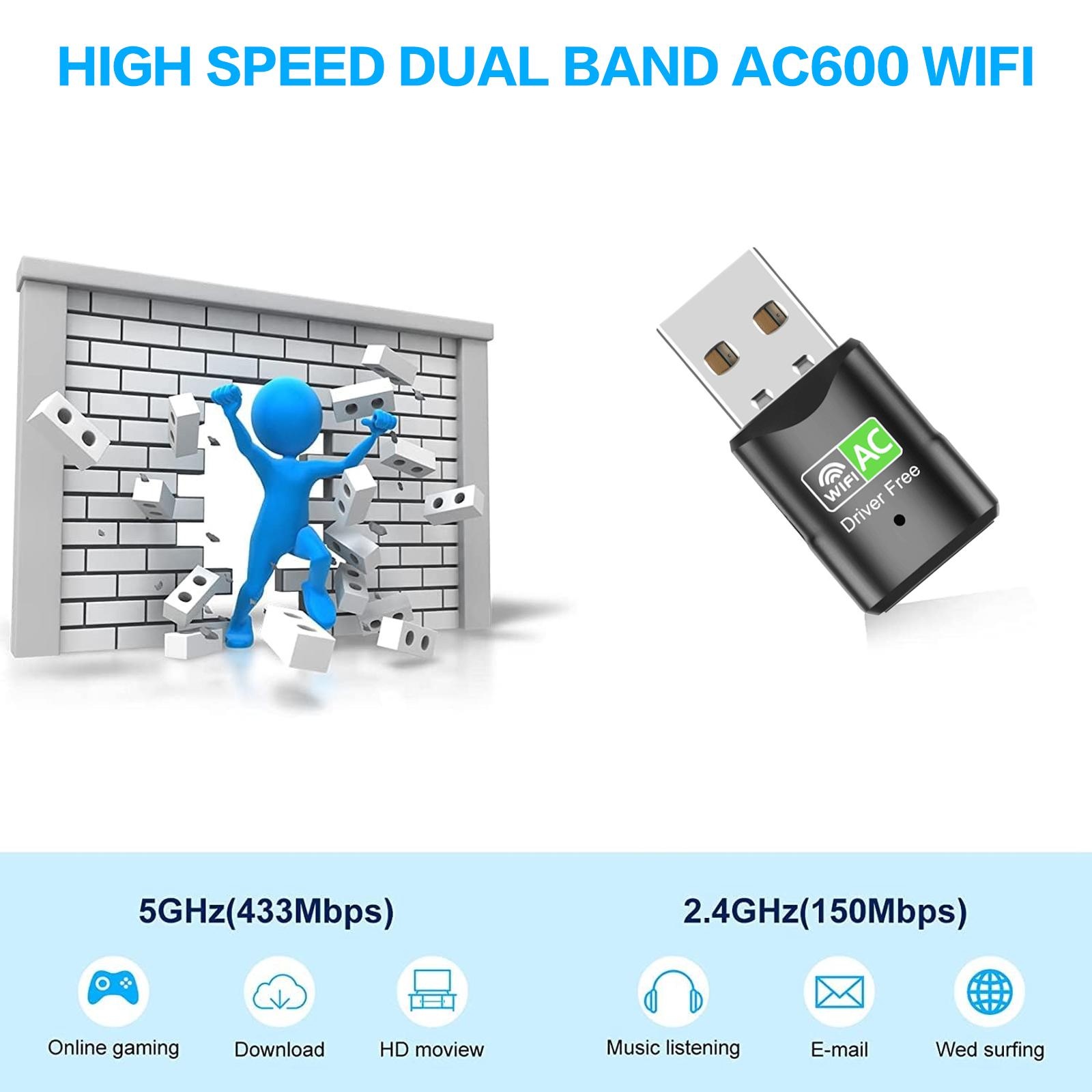 AC600 USB WiFi Adapter, Dual B - đánh giá và giá Laptop Ergonomic Accessories